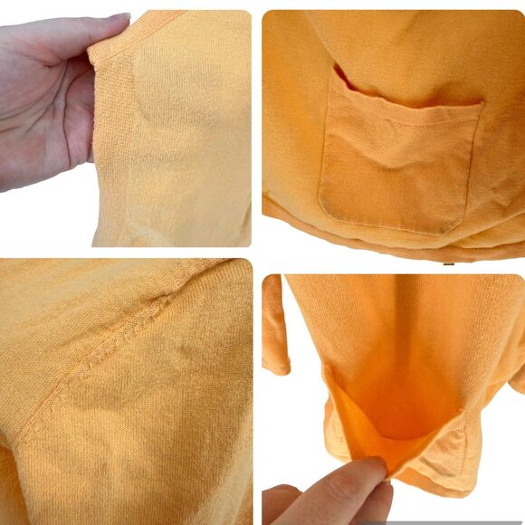 J. Jill Open Front Cardigan Medium PETITE Orange Cotton Lightweight Pockets EUC - Picture 8 of 13